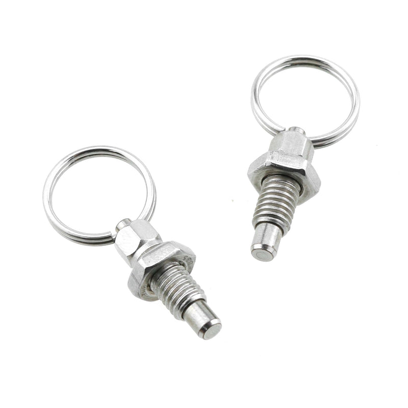[Australia - AusPower] - 2pcs Spring Plunger with Pull Ring M6 Index Plunger with Ring Pull Spring Loaded Retractable Stainless Steel Locking Pin 