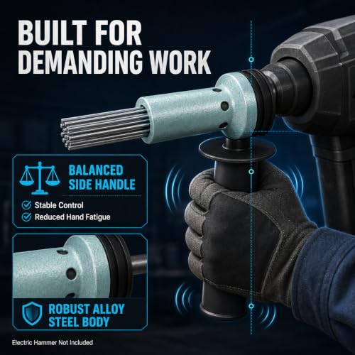 Air Needle Scaler Attachment, With 18Pcs Hardened Steel Needles, Anti Slip SDS Shank Air Hammer Adapter For Metalworks, Rust, Weld & Paint Remover, Concrete/Masonry/Tile Surface Cleaner