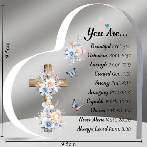 Acrylic Plaques Inspirational Graduation Gifts for Women Heart-Shaped Signs Birthday Present for Men Christmas Eve Encourage Friends Sister Son Daughter Family Day Religious Verse Spiritual Keepsakes Beautiful