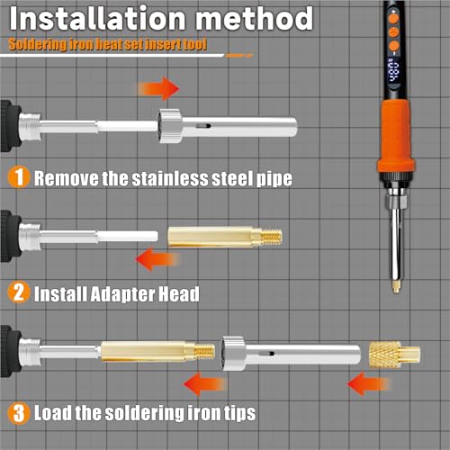 VECO-T CS901 heat set insert tool kit with 90W digital soldering iron, LCD temperature display, and threaded inserts