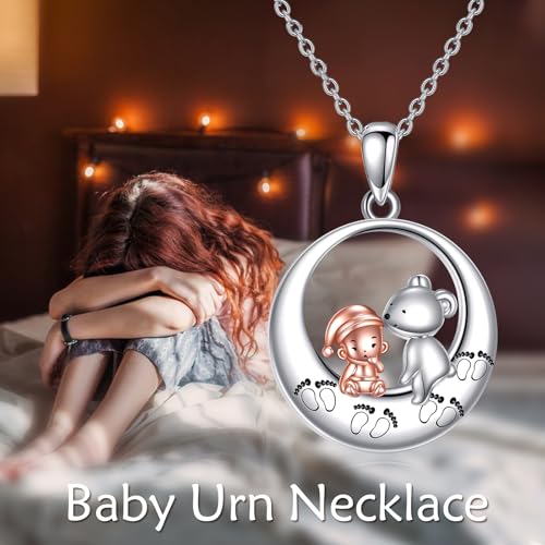 VONALA Teddy Bear/Sister/Mother/Father/Grandmother 925 Sterling Silver Urn Necklace Cremation Memorial Keepsake Pendant Jewelry for Women