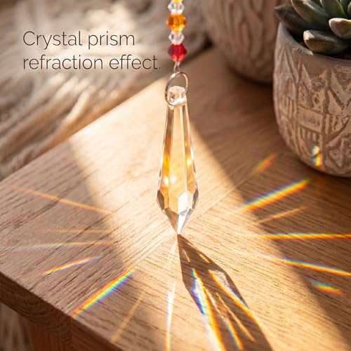 Tree of Life Crystal Sun Catcher, Natural Quartz Gemstone Pendant for Windows, Rainbow Maker & Chakra Healing Decor, Spiritual Gift for Women, Garden & Home Decoration (41cm) 41cm