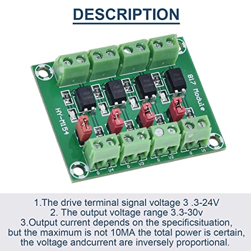 2pcs PC817 4 Channel Optocoupler Isolation Module 3.6-30V Voltage Converter Driver Photoelectric Insulated Board for Control Relay with 24AWG Wire 4 channels
