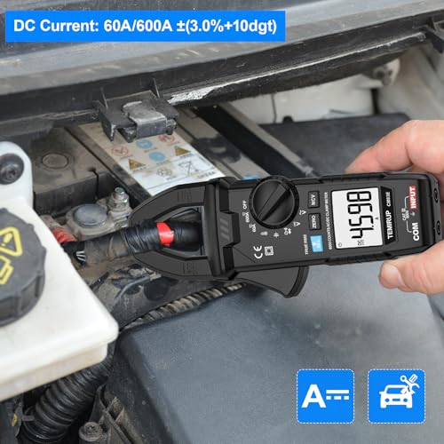 Temirup black 6000-count TRMS clamp meter with 600A AC/DC amp meter and multimeter tester display
