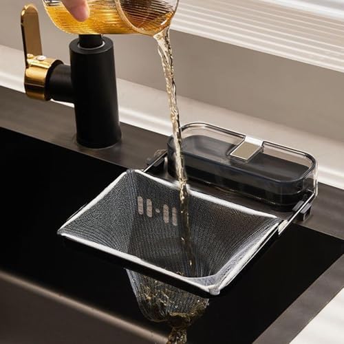 1 Piece Sink Strainer Holder and 100 Pieces Strainer, Kitchen Sink Accessories, Sink Drain Rack, Anti-Clogging Sink Strainer