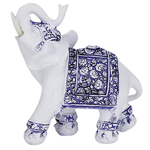 Lucky Elephant Statue,Elegant Statue Feng Shui Golden Sculpture Wealth Lucky Elephant Figurine with Trunk Facing Upwards,Feng Shui Elephant (Blue and White Porcelain Large Size Blue and white porcelain large size: (Supplier