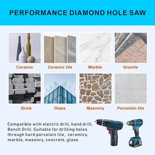 TurstAid Diamond Hole Saw 5-1/2 Inch with Pilot Guide Drill Bit - Performance Diamond Tile Hole Saw for Porcelain, Glass, Marble, Ceramic
