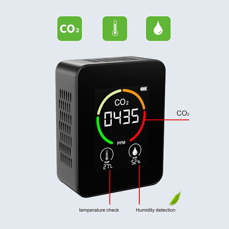 [Australia - AusPower] - Shkalacar Co2 Detector Air Quality Monitor CO2 Temperature Humidity Sensor Digital Indoor Air Pollution Tester Monitor LCD Display with Backlit 