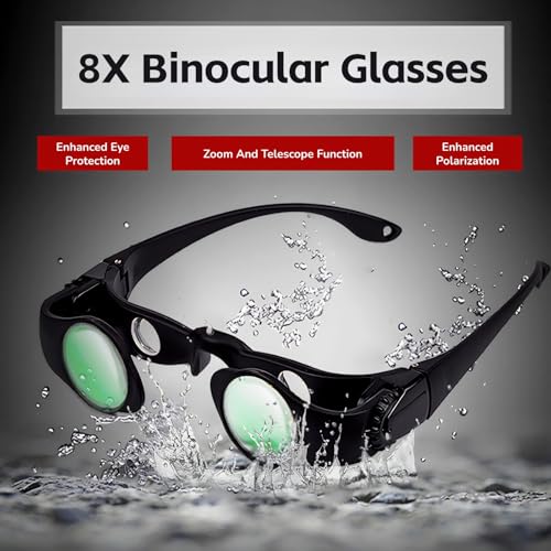 Hands Binocular Glasses, 8X Professional Binocular Glasses for Fishing, Bird Watching, Sports, Concerts, Theater, Portable Telescope Opera Glasses with 2 Polarized Lenses