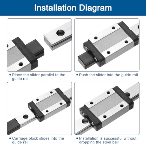 sourcing map MGN9 300mm Linear Guide Rail with MGN9C Sliding Carriage Block and Plastic Mini MGN12 Linear Guide for DIY 3D Printers and CNC Machine, Black