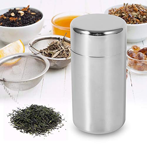 Small Tea Tin Canister, 550ml Stainless Steel Coffee and Tea Canister, Loose Leaf Tea Storage Container, Portable with Airtight Double Lids, for Tea Coffee Sugar Storage (Pack of 2) Large (Pack of 2)