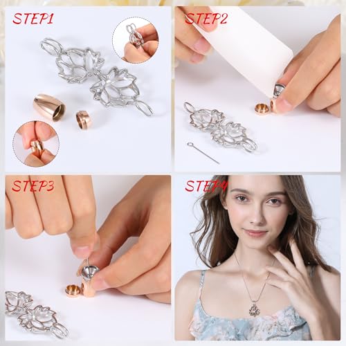 Urn Necklaces for Ashes Lotus Urn Pendant Necklace Cremation Jewelry for Ashes Stainless Steel Small Keepsake with Filling Kit Customizable Text Memory of Loved One - D3 D3: Gold