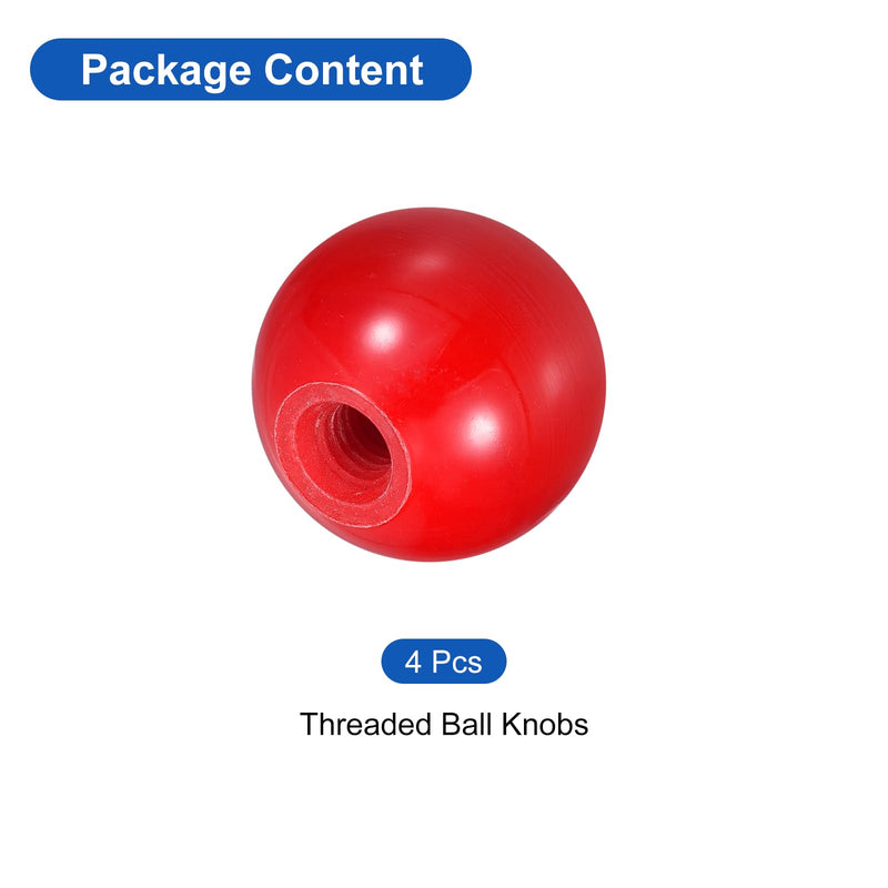 [Australia - AusPower] - uxcell 4Pcs Threaded Ball Knobs, M8 Female Thread Phenolic Thermoset Ball Knob 32mm Dia Round Operation Ball Handles for Machine Lever Handle, Red M8x32mm 