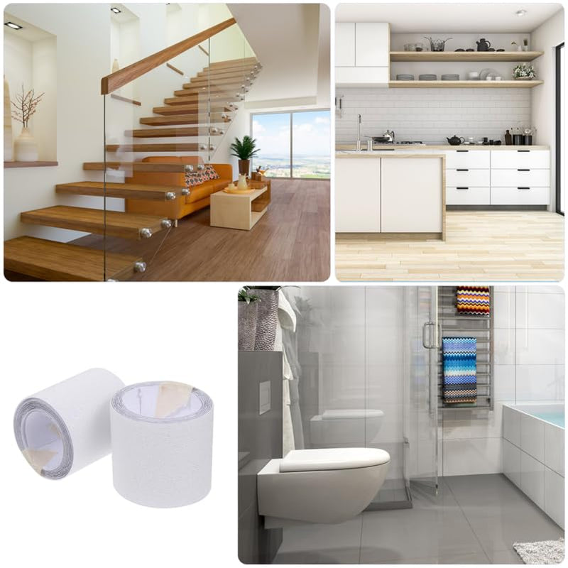 VOSAREA Clear Anti-Slip Tape for Stairs 39.37X1.96In Transparent Waterproof Traction Strips for Indoor Outdoor Steps Wooden Floors Patios Ramps