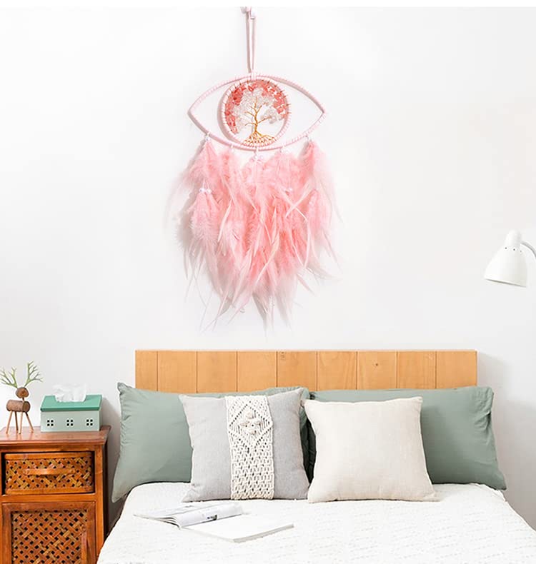 Pink Evil Eye Life of Tree Dream Catcher Wall Decor Dreamcatcher 08-pink Evil Eye Life of Tree