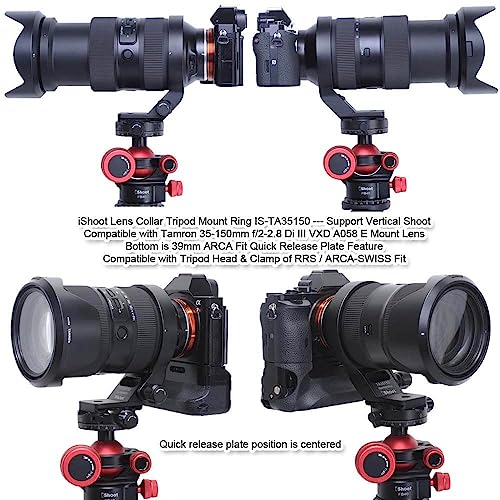 Metal Tripod Mount Ring Lens Collar Compatible with Tamron 35-150mm f/2-2.8 Di III VXD A058 E Mount, Lens Support Holder Bracket Bottom is Arca-Swiss Fit Quick Release Plate Feature Dovetail Groove