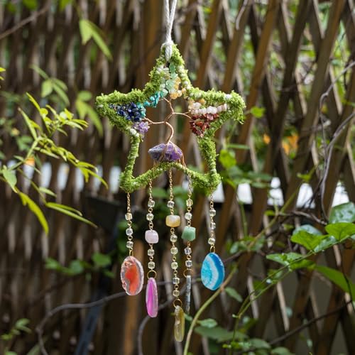 Rainbow Star Dream Catchers Crystal Dream Catcher for Adults Green-color