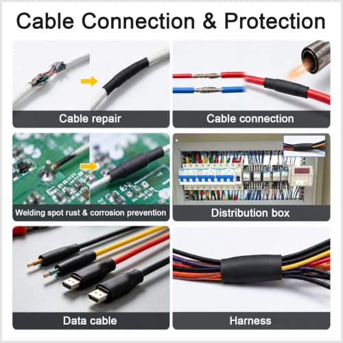 Heat Shrink Tubing 4:1, 5 m Length, Heat Shrink Tubing with Adhesive 12 | Black Heat Shrink Tubing Waterproof and Insulating for Cable Insulation, Marking, Cable Bundling, Repairs (12 mm x 5 m) 12mmx5m