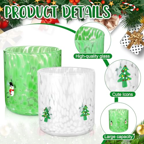Booson 2 Pcs Christmas Glass Cups Snowman Christmas Tree Icon Juice Glass Snowman, Christmas tree