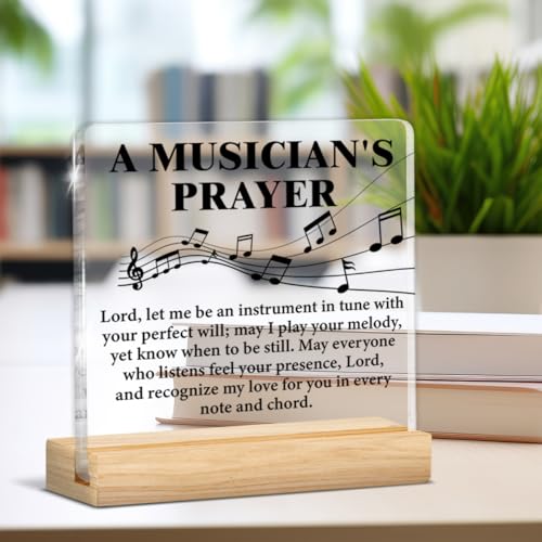 Musical Gifts for Men Women, Birthday Graduation Gifts for Music Lover Musicians Music Teacher, Musicians Prayer Clear Acrylic Desk Decorative Sign Home Office Decor Music-B