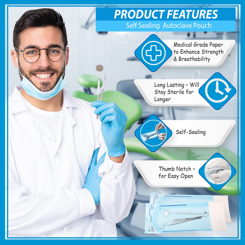 [Australia - AusPower] - 200 3.5" x 5.25" Sterilization Pouch Self Sealing Autoclave Bags for Dental, Tattoo Nail Art Instruments 200 