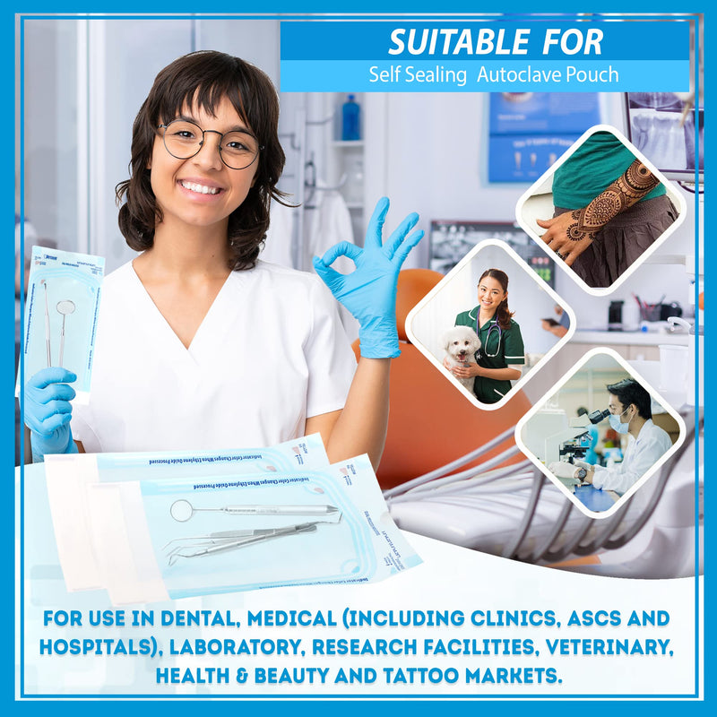 [Australia - AusPower] - 200 3.5" x 5.25" Sterilization Pouch Self Sealing Autoclave Bags for Dental, Tattoo Nail Art Instruments 200 