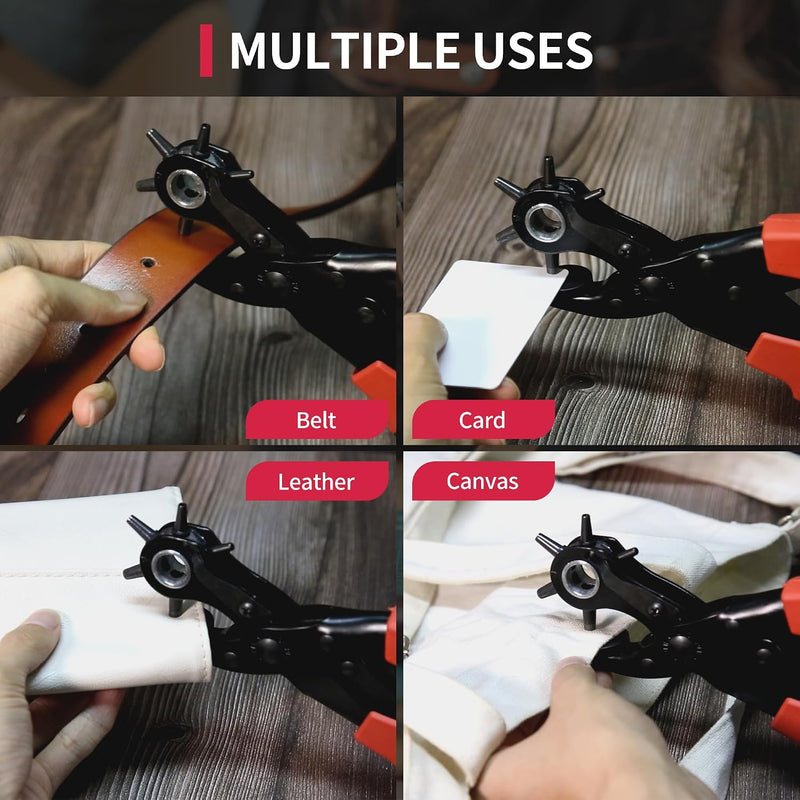 Leather Hole Punch,Belt Hole Puncher for Leather, Revolving Punch Plier Kit,Leather Punch Plier for Leather, Belts, Watches, Handbags, Leather Punch Tool for Belts Diameter : 4.5/4 /3.5/3/2.5/2mm. 17oz