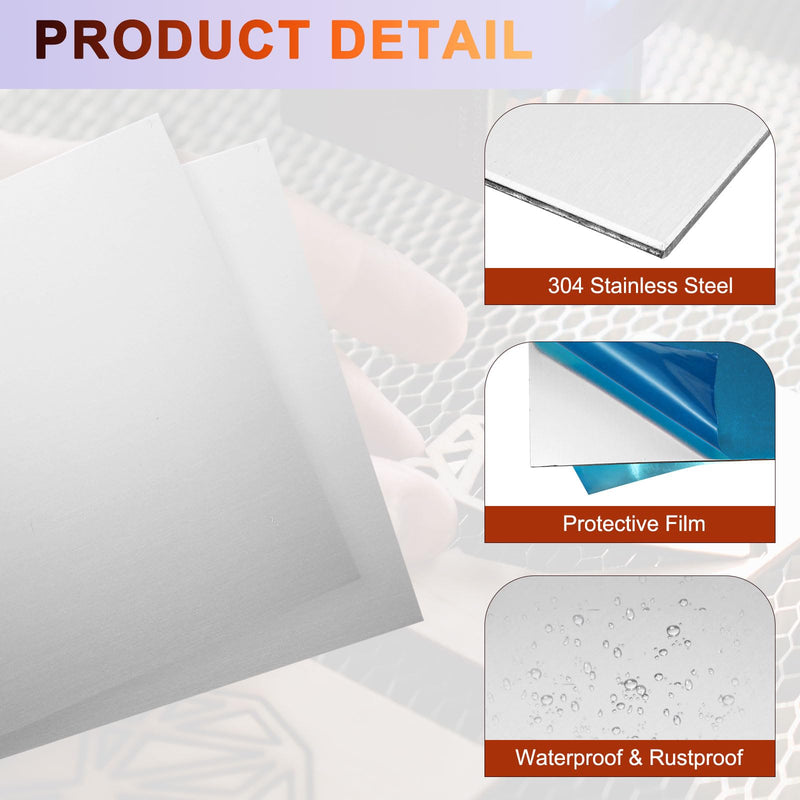 uxcell 304 Stainless Steel Sheet Plate, 12" x 12", 18 Gauge (1mm) Thickness, Stainless Steel Plate with Gloves for Crafting, Modelers, Jewelry, Repairs, Electrical Repairs (Silver) 300 x 300 x 1mm 1