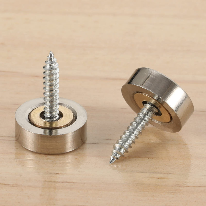 [Australia - AusPower] - 20 PCS Screw Covers Caps (Solid Brass Construction) Mirror Screws Fasteners, Sign Advertising Hardware, 3/5" Diameter, Brushed Stainless Steel Brushed Finish (20 Pcs) 