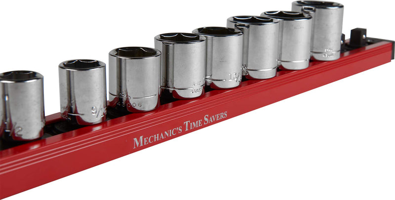 Mechanic's Time Savers Lock-A-Socket Tool Organizer: Magnetic Locking Socket Rack, 3/8" Drive Sockets Red (Pack of 1)