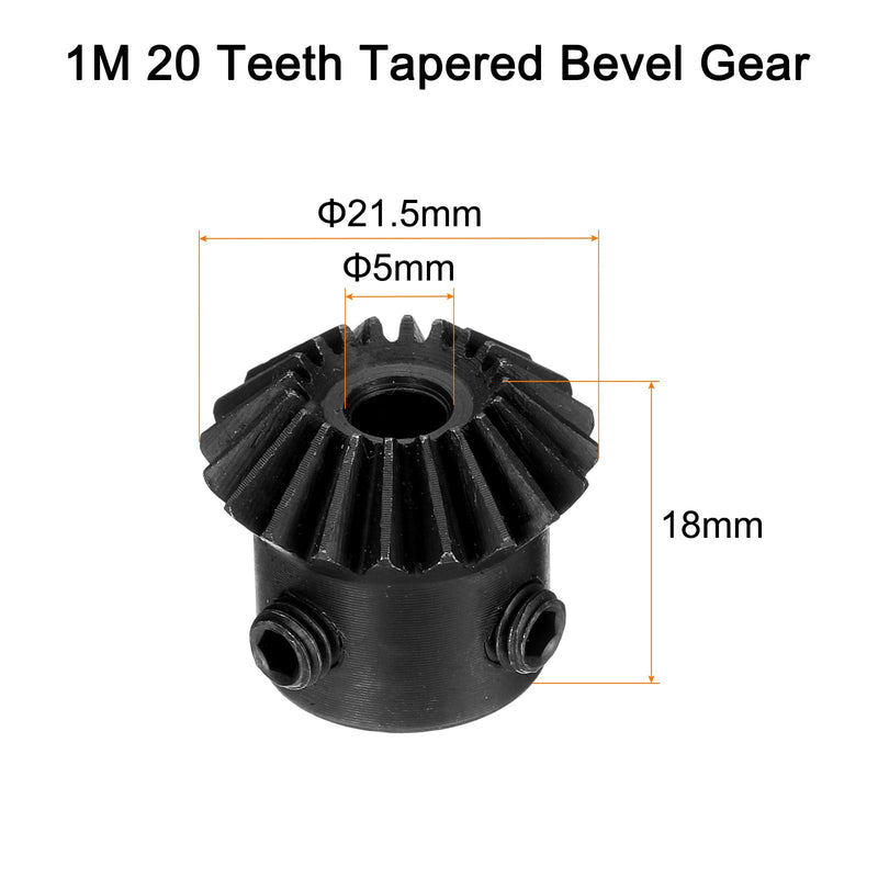 [Australia - AusPower] - uxcell 4pcs Bevel Gear 1 Module 1:1 Reduction Rate 20T 5mm Hole Dia Bevel Pinion Gear Brass, 90 Degree Steering Gear for Hardware Mechanical Rotation 