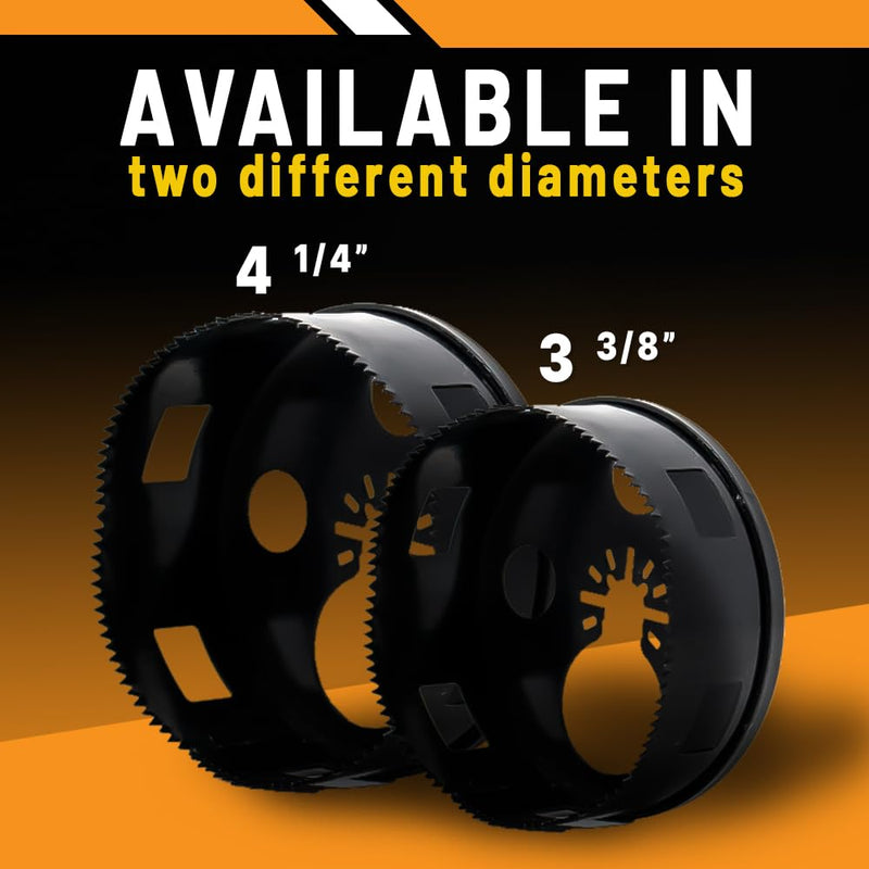 Rack-A-Tiers Round Multi-Tool Hole Saw. Cutting recessed Lights with oscillating Multi-Tool, Round Holes in Drywall (4 1/4) (42680) 4 1/4