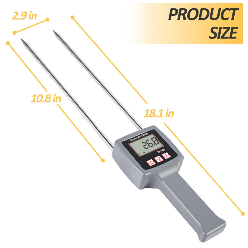 [Australia - AusPower] - Precision Hay Moisture Meter, TK100H Digital LCD Hay Bales Moisture Detector, Portable Hay Moisture Tester with Moisture Probe for Hay Bale Moisture Level, Range 0-84%, Max. Hold 