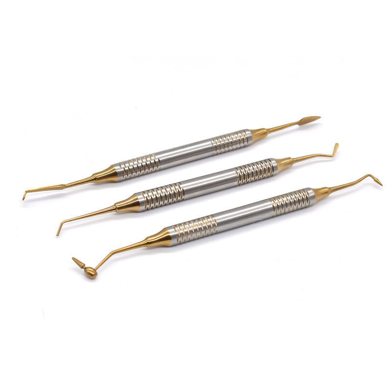 [Australia - AusPower] - 6 Pcs/Kit Dental Composite Resin Filled Scraper,Non Stick Dental Filling Spatula,Double headed Dental Restoration Tool (Gold) Gold 