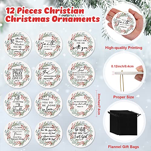 12 Pcs Christian Christmas Ornament Bulk Bible Verse Hanging, Classic 12