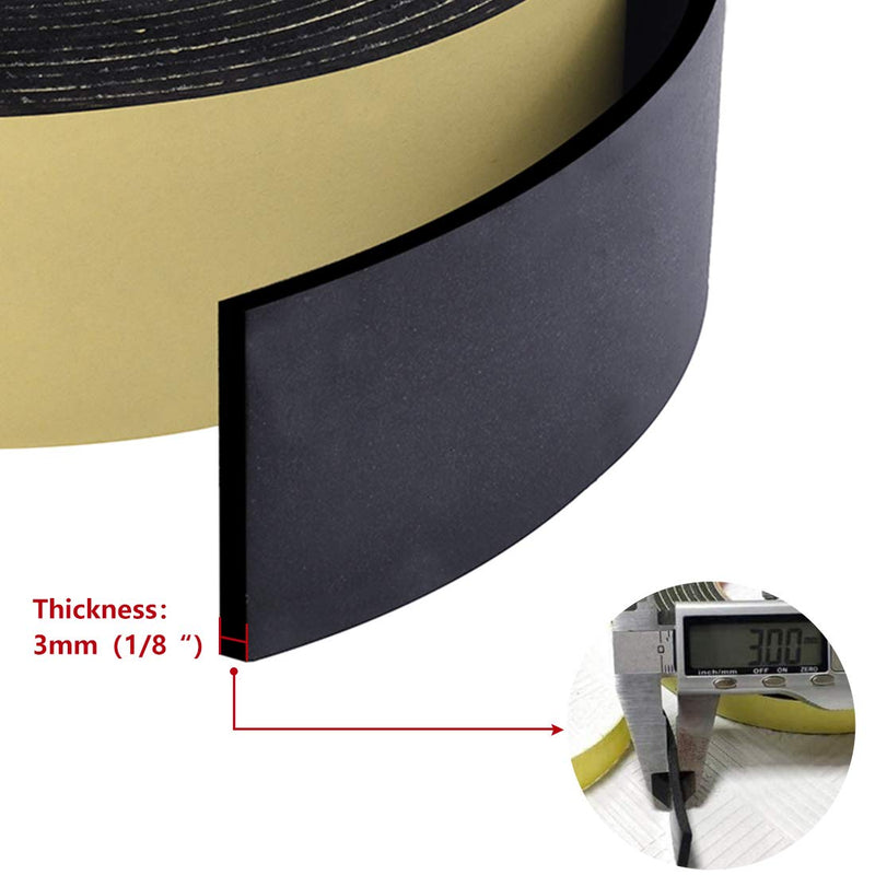 [Australia - AusPower] - High Density Foam Insulation Tape Adhesive Rubber Strip, Seal, Door Insulation Foam Tape Weatherstrip, Waterproof, HVAC, Pipes, Foam Strips Air Conditioning, Weather Stripping Foam(33Ft x 1/8’’ x 2’’) 33Ft x 1/8'' x 2'' Black 