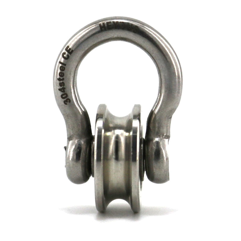 [Australia - AusPower] - Heyous Detachable U Shaped Pulley with Small Size Short Screw Groove Pulley Wheel Track Fixed Pulley Suitable for Wire Rope Traction Small Crane Salvage System Pulley Model Silver Shackle U-pulley (small screw) 