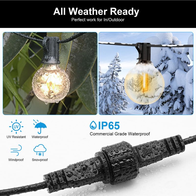 Fairy Lights Extension 5 m 2-Pin Fairy Lights Extension Cable, cshare IP65 Waterproof Extension Cable Fairy Lights Outdoor for G40 Globe Lights, Icicle Lights, Garden Light, Black