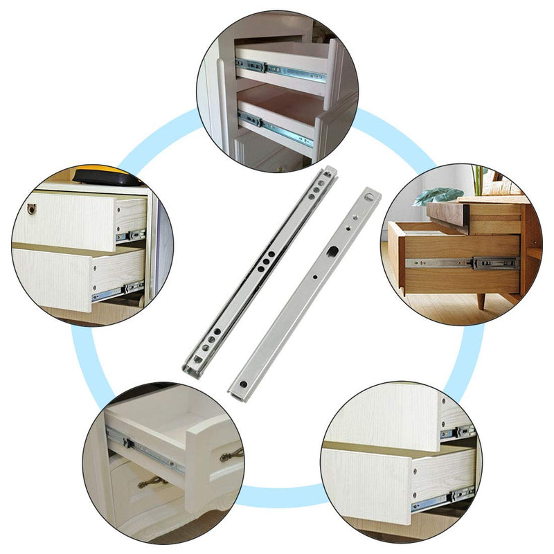 [Australia - AusPower] - Yoohey Metal 12 inch Drawer Slides, Ball Bearing Two Way Slide Track Rail 0.7 inch Wide 1 Pair 12" - 1Pair 