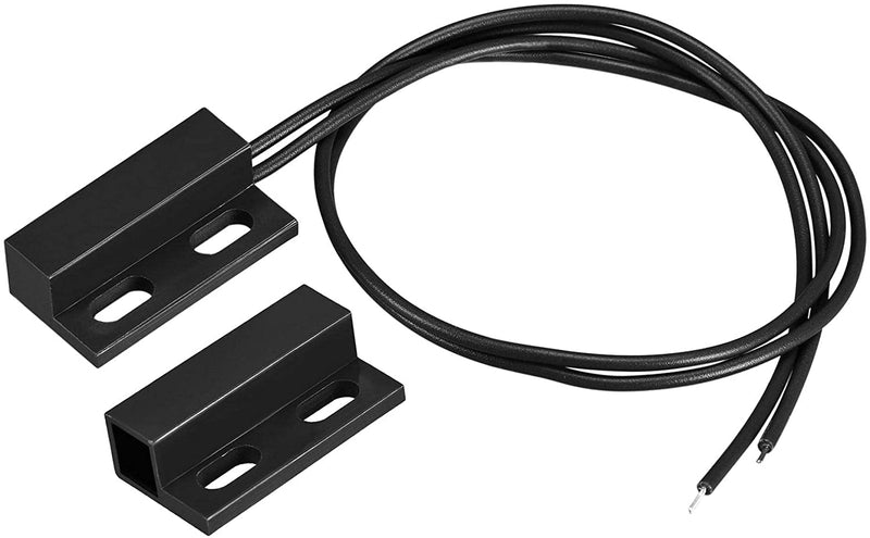 Guuzi 3pcs Wired Surface Mount Door Sensor, Magnetic Reed Switch, Black, Normally Closed Magnetic Switch