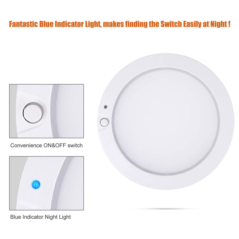 [Australia - AusPower] - Facon 5" LED RV Interior Dome Light - 3Pack12V Surface-Mount Puck Light with Switch & Night Blue Indicator, 420LM Warm White (3400K), Ideal for RVs, Motorhomes, Campers, Marine Vehicles 3Packs, 3400K Warm White 