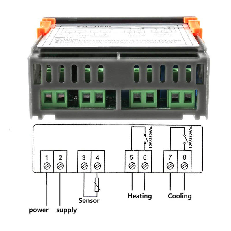 [Australia - AusPower] - STC-1000 10A DC 12V Digital LED Temperature Controller Cooling Heating Centigrade Thermostat 2 Relays LED Output with NTC Sensor Probe(12V) 