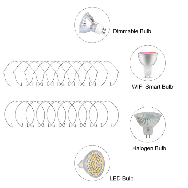 [Australia - AusPower] - Retaining Spring Ring Clasp Clips, 20 Pieces MR16 Recessed Spotlight Snap Ring Lamp Holder, Retaining Spring Rings Set, 2 Shapes 2 Sizes Diameter 5.4 cm and 5.9 cm for Halogen Lamp/Lamp Holder 20 PCS 