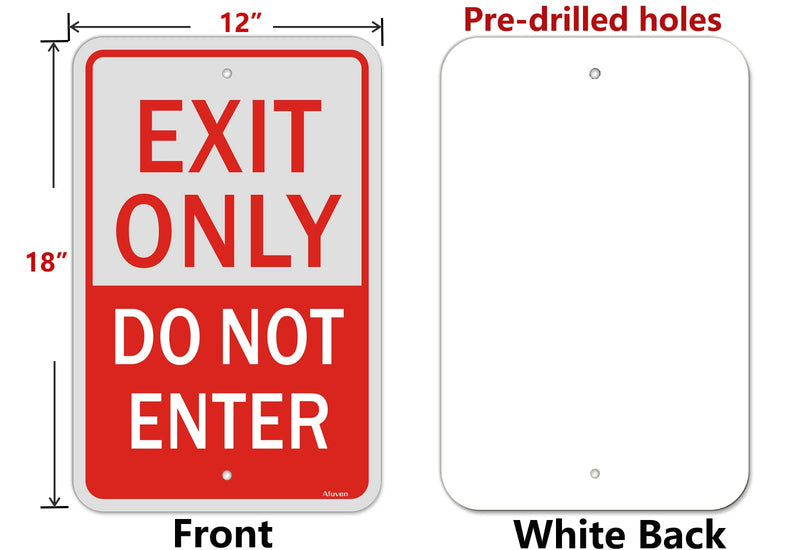 Exit Only Do Not Enter Signs No Entry Metal Reflective 12" x 18" Rust Free Aluminum UV Printed Easy Mounting Outdoor Use Waterproof Sturdy 2 Pack A2