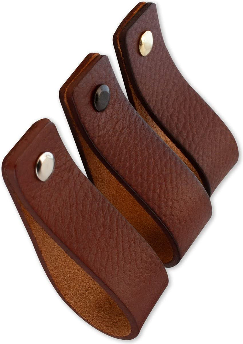 Brute Strength - Leather Drawer Pulls - Cognac - 6 pcs - 7-7/8 x 1 ’’ - Leather Handle - Leather Dresser Pulls - Cabinet knobs Dresser knobs - Dresser Handles 6 pièces