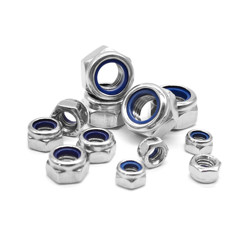 [Australia - AusPower] - 20pcs M8 Nyloc Steel Nuts, Nylon Locknuts for Fastener, Nylon Inserted Hex Lock Nuts, Silver 304 Stainless Steel Self Locking Nuts for Bolts 