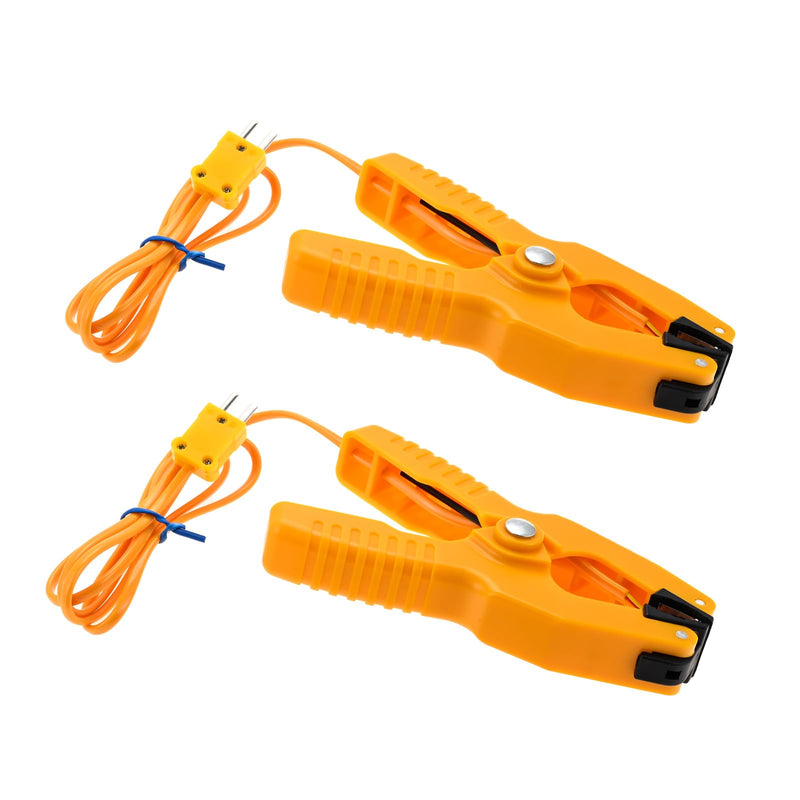 [Australia - AusPower] - Digital Dual Channel K Type Thermocouple Thermometer (-238 to 3212°F) with 2 Probes & 2 Pipe Clamps – High Accuracy Temperature Meter with T1/T2 & T1-T2 Display, for HVAC, Industrial, Lab Use 