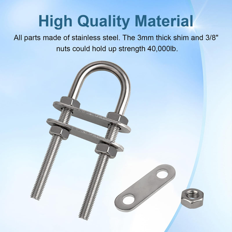 MOOKEERF 316 Stainless Steel U Bolts for Boat Stern Bow Eye Tie Down, Heavy Duty U-Bolt for Yatch Boat Trailer, Automotive 160MM 2
