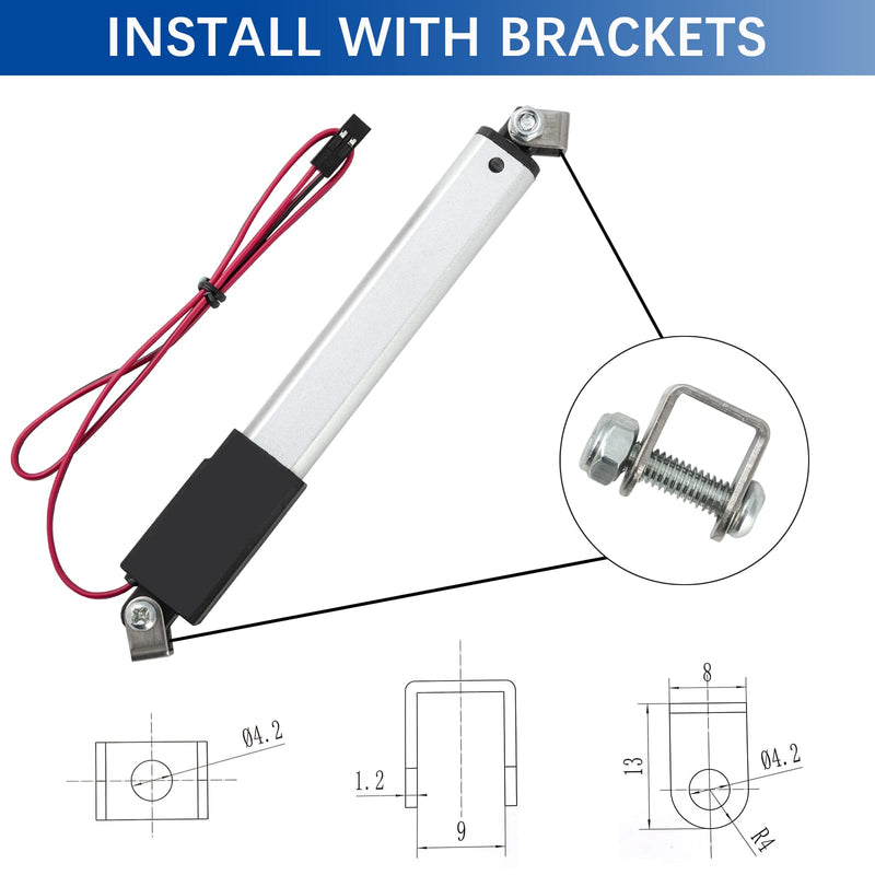 [Australia - AusPower] - 0.4 Inch 0.4" Stroke Mini Linear Actuator 12V 42.2lbs/188N Electric Micro Linear Actuator Speed 0.2"/sec with Mounting Brackets,for Robotics,Home Automation Stroke 0.4 inch 42.2 lbs 