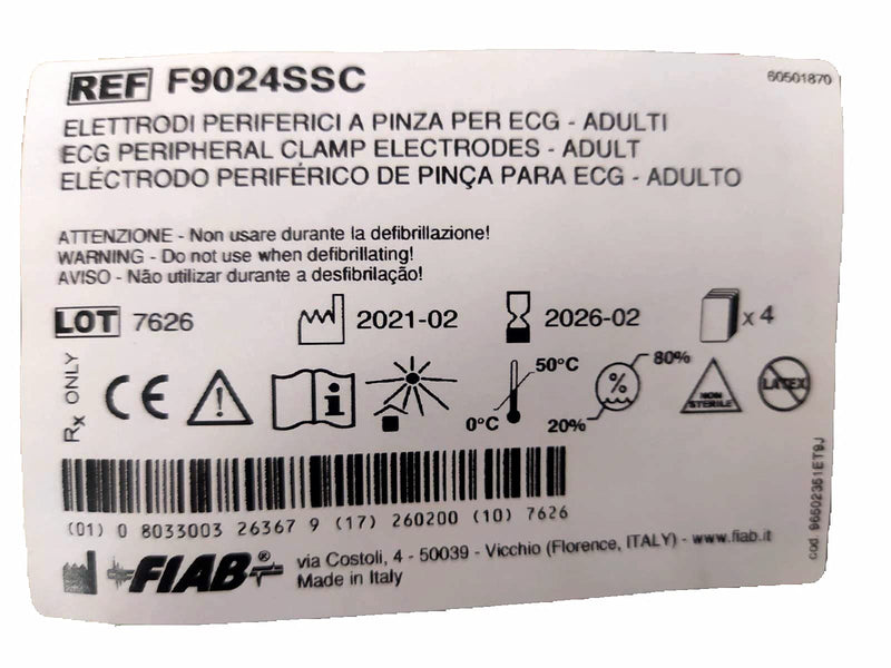 Fiab f9024ssc Electrode Peripheral A Pliers for ECG Adult Set of 4 Single